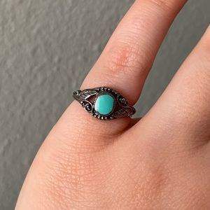 Vintage Sterling Silver Western Turquoise Filigree Ring
